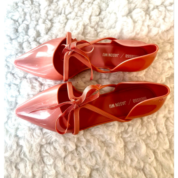 Melissa + Jason Wu Pointy Stripe solid pink ballerinas Shoes Women Size 8 - Picture 6 of 9